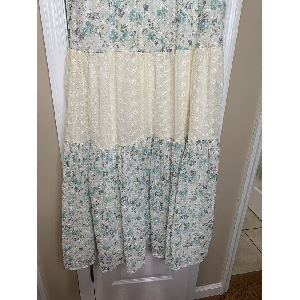 ASOS Women's 10 Eyelet Tiered Midi Tea Dress Mixed Ditsy Print Embroidered NWT - Picture 8 of 11